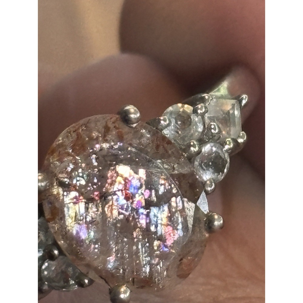 Vintage STS Sterling Silver Natural Sunstone Ring Size 8.75 - Picture 7 of 11